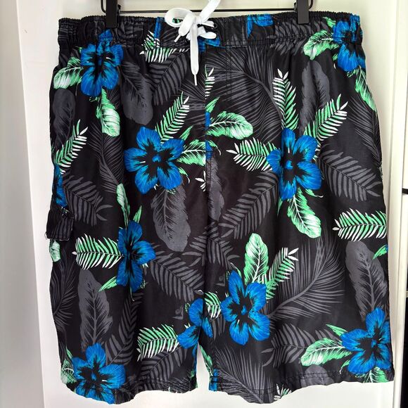 Kanu Surf Men's XXL Tropical Floral Hawaiian Wade Trunks Quick-Dry Swim Shorts - Picture 1 of 6